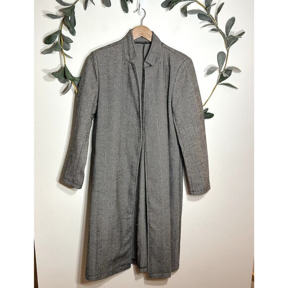 Black and White Chevron Long Coat - Picture 1 of 7